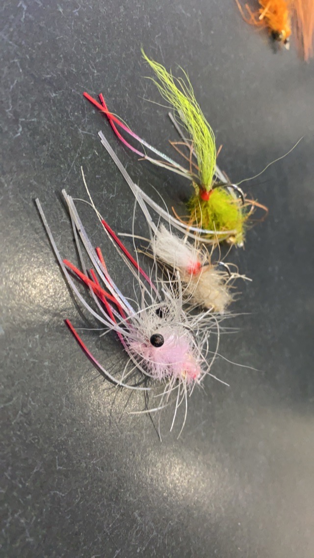 Barra flies laid out on the deck